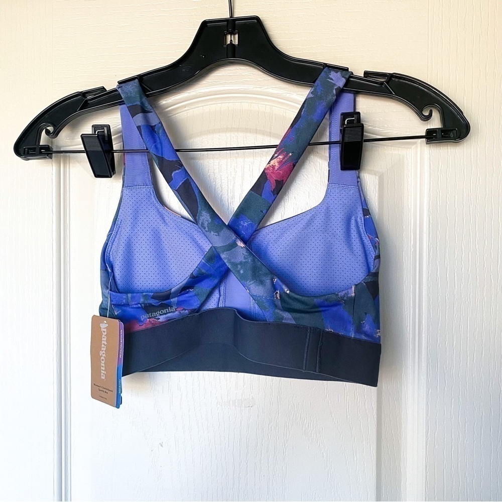 Patagonia Sportsbra Switchback Padded Abstract Jungle Smolder Blue XS NWT - Picture 4 of 8